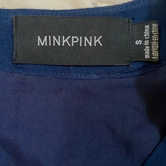 MINKPINK navy blue faux wrap midi dress.  S - Picture 7 of 7